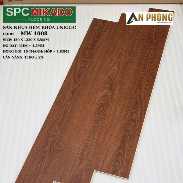 Sàn nhựa giả gỗ 5.5mm MW4008