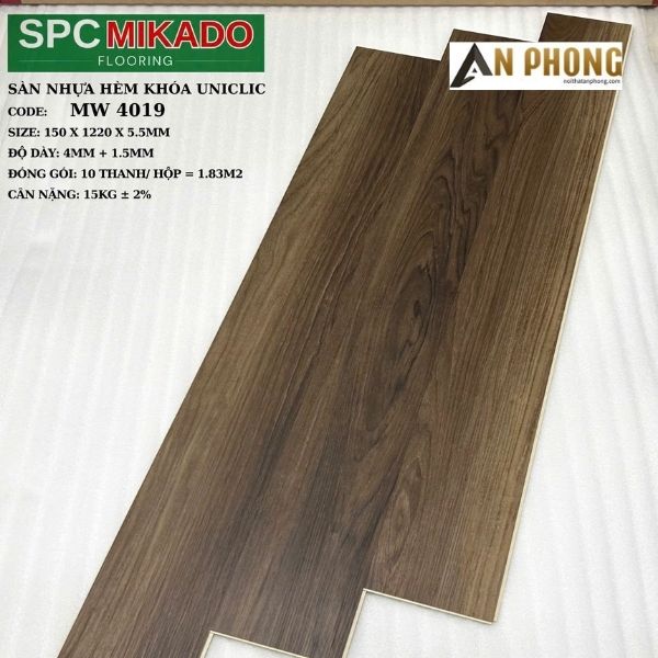 sàn nhựa hèm khóa 5.5mm MW4019