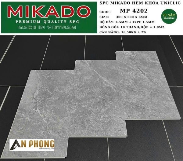 Sàn nhựa giả đá hèm khoá 6mm MP 4202